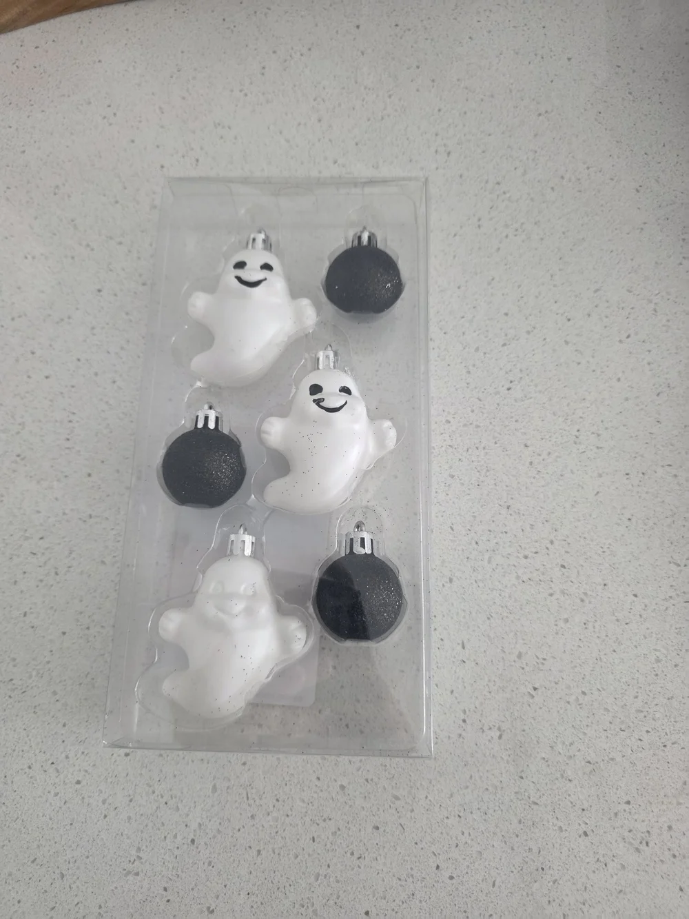 White Ghost and Black Ball Halloween Tree Ornaments - Party Decorations